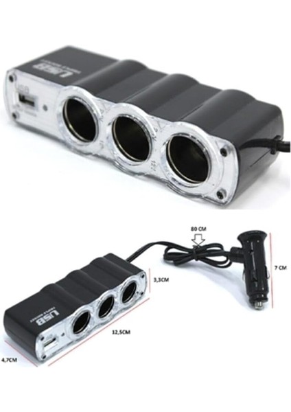 Group (7869) Araba Araç Oto Çakmak Çoklayıcı Çoğaltıcı Soketi USB Çakmaklık ile Uyumlu fırsatları