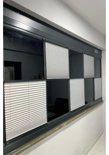 Gri Katlanabilir Plise Perde, Cam Balkon Perdeleri, Ofis Perdeleri, Pvc Pencere Perdeleri modelleri