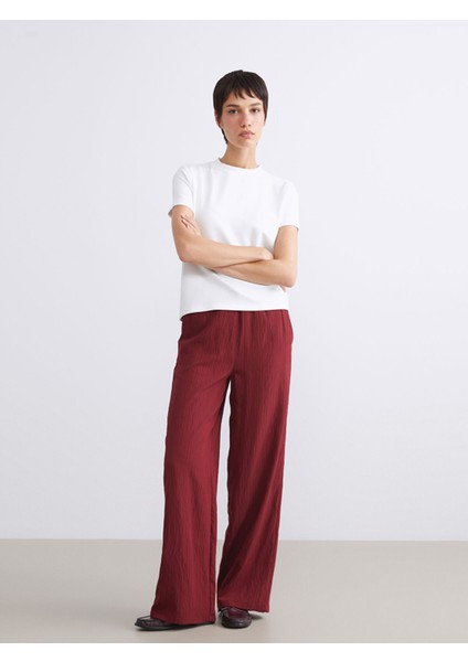 Yeni Sezon Beli Lastikli Dokulu Kadın Pantolon