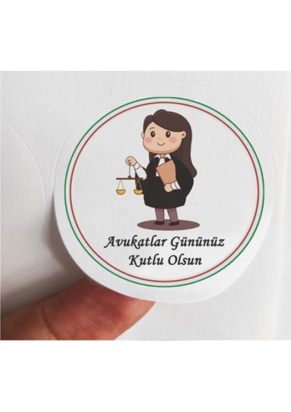 48 Adet 4 cm Avukatlar Gününüz Kutlu Olsun Baskılı Mat Etiket Sticker -4