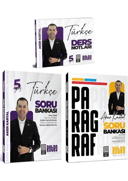 Retro 2026 Kpss Türkçe 5yüz Ders Notları + Soru Bankası + Paragraf Soru Bankası 3 Lü Set - Aker Kartal Retro Yayıncılık