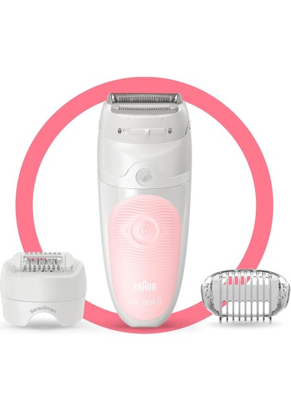 Beyaz-Pembe Epilatör 5 5620 Sensosmart, Pürüzsüz Cilt Için Ideal Seçim