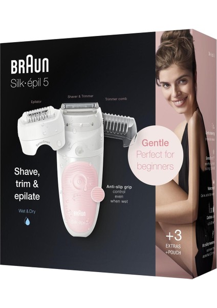 Beyaz-Pembe Epilatör 5 5620 Sensosmart, Pürüzsüz Cilt Için Ideal Seçim