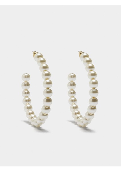 Inci Görünümlü Açık Halka Küpe