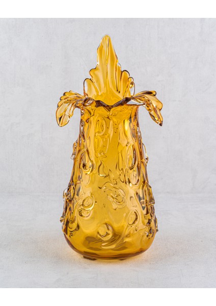 Çiçek Desenli Sarı Vazo