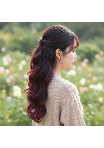 Fiber Sentetik Dalgalı 8 Parça Çıt Çıt - Koyu Kızıl