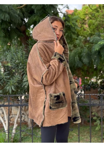 LS1729 Italyan Önü Açık Çift Taraflı Nubuk Kısa Kaban Camel fırsatları