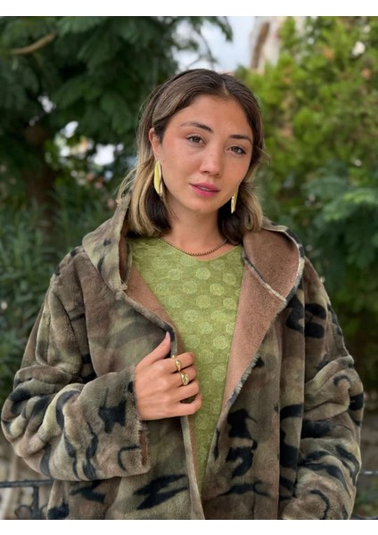 LS1729 Italyan Önü Açık Çift Taraflı Nubuk Kısa Kaban Camel