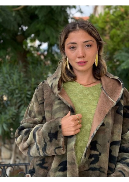 LS1729 Italyan Önü Açık Çift Taraflı Nubuk Kısa Kaban Camel