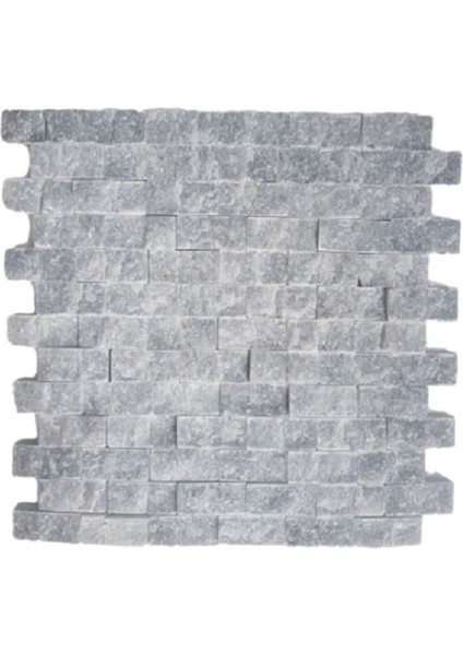 Simli Duman Gri Fileli 2,5x5 cm Doğal Taş Kaplama Dekor Taşı