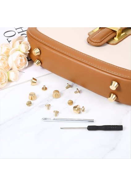 10PCS Çanta Için Çanta Ayakları Yuvarlak Pirinç Saplamalar Altın Rengi 1/2inch Çanta Çanta Ayakları Delik Açıcı Tornavida (Yurt Dışından) fiyatları