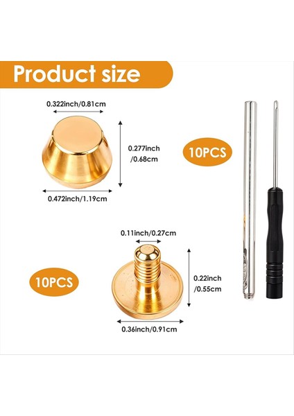 10PCS Çanta Için Çanta Ayakları Yuvarlak Pirinç Saplamalar Altın Rengi 1/2inch Çanta Çanta Ayakları Delik Açıcı Tornavida (Yurt Dışından) modelleri