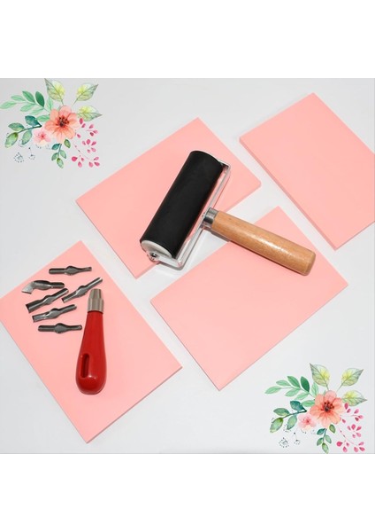 4 Paket Lastik Damga Oyma Blokları Pembe Kauçuk Oyma Blokları, Damga Yapıcı Için Kesici Aletleri ile Linolum Blokları Bloklar (Yurt Dışından) indirimleri