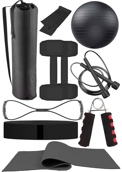 Parçalı Pilates ve Fitness Seti Pilates Minderi, Dambıl, Squat Band ve Daha Fazlası!