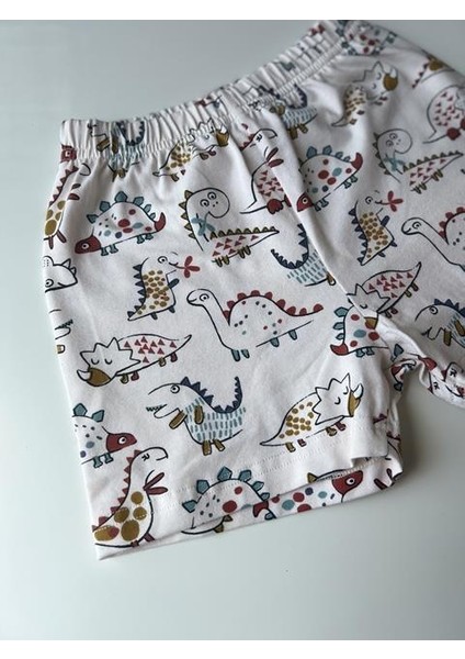 Krem Dinazorlar Desen Yazlık %100 Pamuk Şort fiyatları