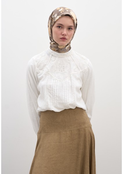 Reverıe Desen Pamuklu Viskon Eşarp Tozlu Kahve fiyatları