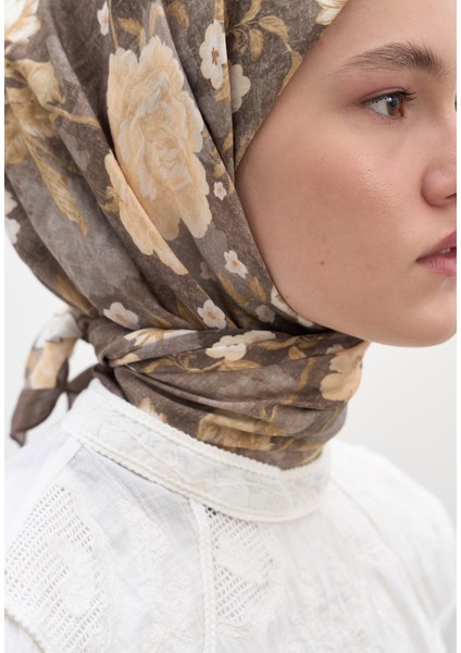 Reverıe Desen Pamuklu Viskon Eşarp Tozlu Kahve fırsatları