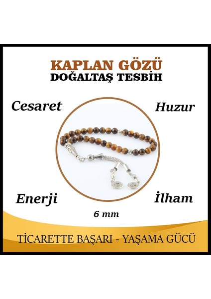 Kahverengi Kaplan Gözü Doğal Taş Tesbih 6mm, T204 fiyatları