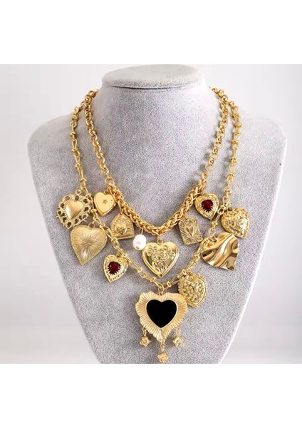 Antik Kalp Charm 2li Kolye modelleri