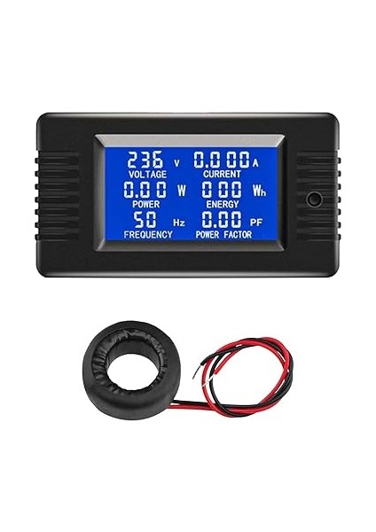 LCD Dijital Ampermetre Voltmetre Ac 80-260V 100A, Güç Ölçer 6'sı 1 Arada Ev Elektrik Sayacı Panel, Enerji Sayacı Kapalı Tip Ct ile