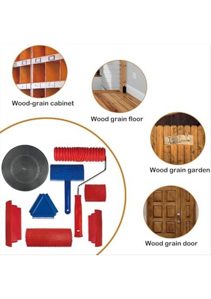 Ahşap Tahıl Alet Seti, Basılı Sanat Ahşap Tahıl Aletleri Doku Silindiri, Iç Duvar Diy Tasarım Dekorasyonu Için Doku Araçları (Yurt Dışından) modelleri