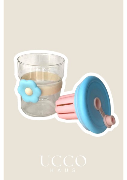 500ML Papatya Desenli Pipetli Cam Detox Termos Matara Bardak - Süt, Su, Meşrubat, Limonata Bardağı indirimleri