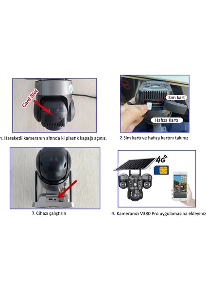 Ultimate 7070 Solar Güneş Enerjili İnsan Takibi 15MP 3 Lens 4G Akıllı Kamera Okam Pro Uygulama