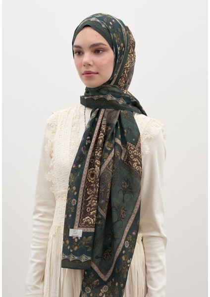 Wıld And Pure Desen Şal Koyu Yeşil