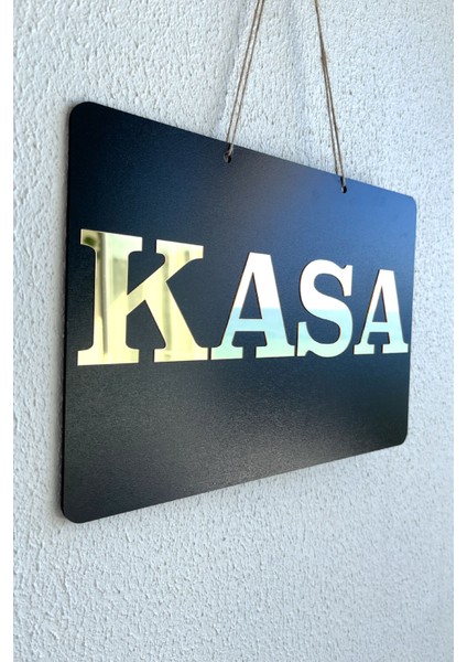 KASA Yazılı Yönlendirme Tabelası - Siyah MDF Üzeri Gold Aynalı Pleksi (29x20 cm) fiyatları