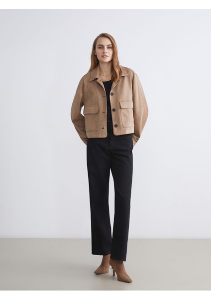 Yeni Sezon Gömlek Yaka Süet Kadın Ceket fiyatları