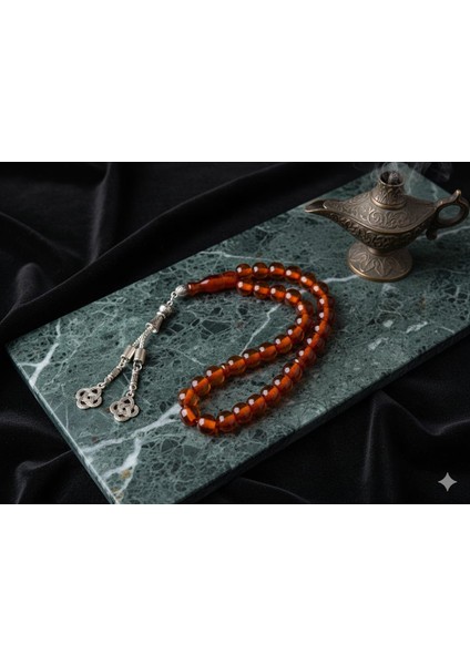 Sıkma Çubuk Kehribar Tesbih – Küre Kesim | Bal Renk