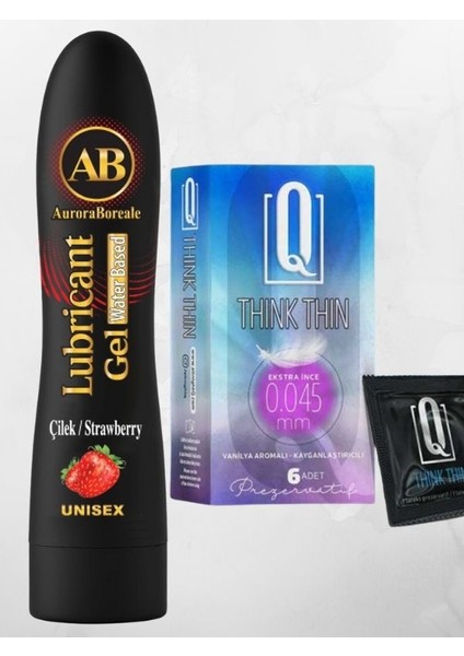 Auroraboreale Ab Yenilebilir Çilek Aromalı Kayganlaştırıcı Jel Q Think Thin Ekstra Ince Prezervatif QWRXJ776