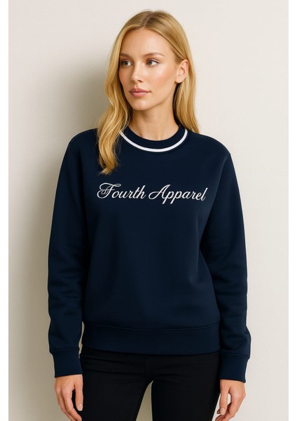 Yaka Detaylı Üç Ip Kadın Sweatshirt