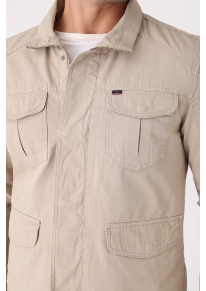 Erkek Fermuarlı ve Çıtçıtlı Mevsimlik Çift Yırtmaç Detaylı %100 Pamuk Regular Kalıp Iç Cepli Mont