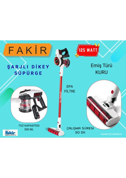 125 Watt Starky Hsa 700 Dikey Şarjlı Kablosuz Süpürge ,380W Bldc Motor Gücü