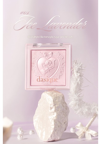 Inci Taneleriyle Yoğun Işıltı Sunan Özel Tasarımlı Aydınlatıcı Dasıque Luxe Glow Highlighter (#03 Ice Lavender)