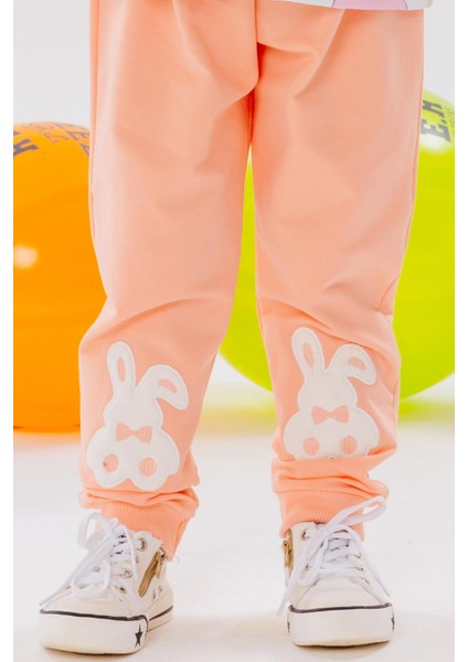 Kız Çocuk Eşofman Altı Tavşancık Nakışlı 1-4 Yaş, Somon fırsatları