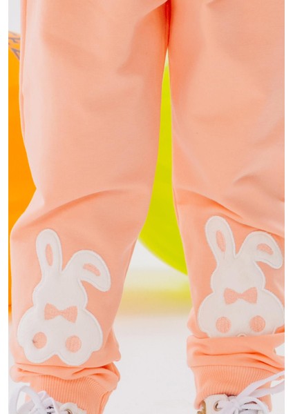 Kız Çocuk Eşofman Altı Tavşancık Nakışlı 1-4 Yaş, Somon