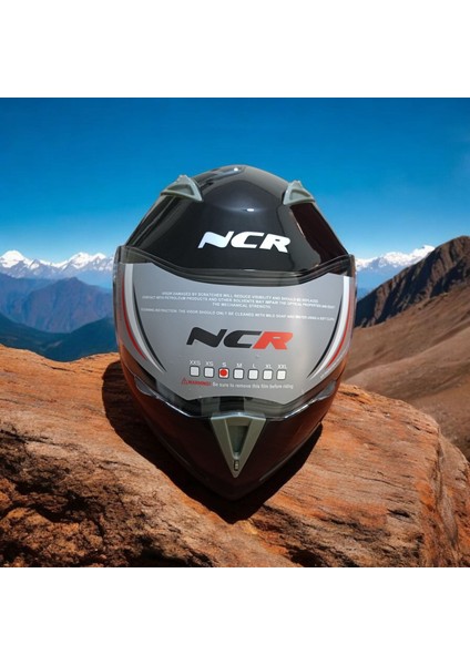 -158 Çene Açılır Gözlüklü E-Ce Belgeli Kask Parlak Siyah