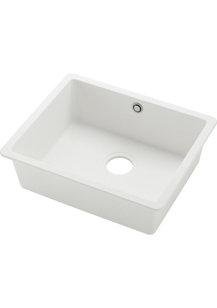 Tek gözlü eviye, beyaz, 56x46 cm