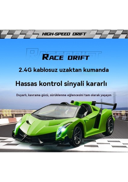 Dört Yönlü Uzaktan Kumandalı Araba Şarj Modeli, Düşmeye Dayanıklı Yarış Spor Arabası, Parlak Drift Yarış Arabası (Yurt Dışından) modelleri
