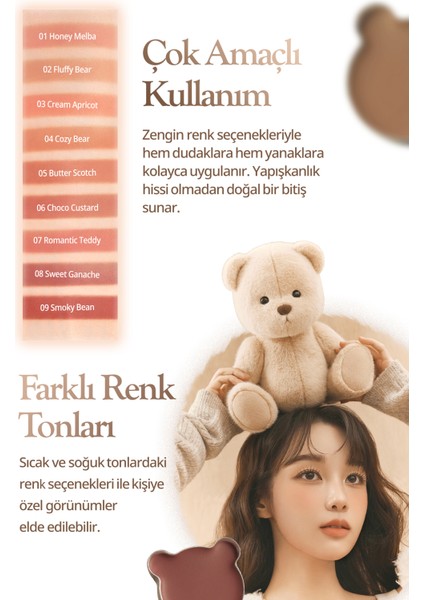 9 Renkli Ruj & Allık Paleti Dasıque Mood Painting Lip & Cheek Palette (#05 Cozy Bear)