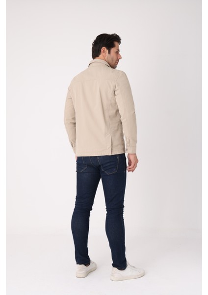 Erkek Fermuarlı ve Çıtçıtlı Mevsimlik Çift Yırtmaç Detaylı %100 Pamuk Regular Kalıp Iç Cepli Mont