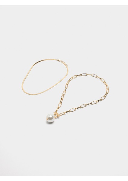 Inci Görünümlü Kolye Uçlu Kısa Kolye Seti fırsatları