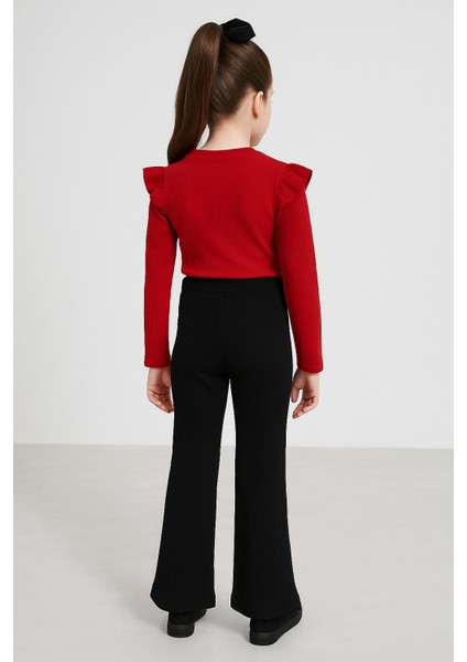 Kız Çocuk 3’lü Takım Kırmızı Badi, Siyah Ispanyol Tayt ve Bandana – Günlük Şık Kombin indirimleri