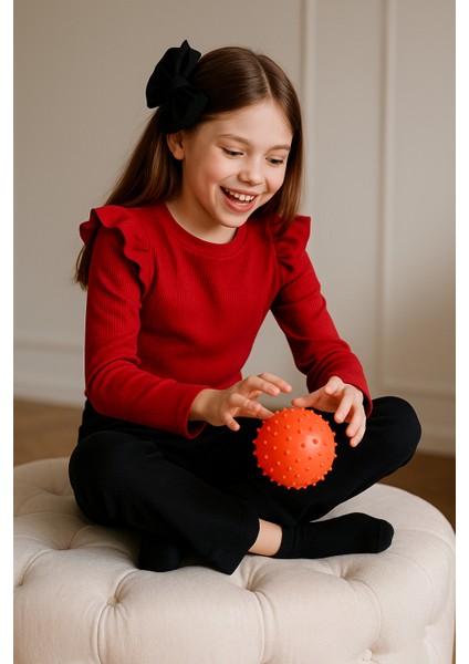 Kız Çocuk 3’lü Takım Kırmızı Badi, Siyah Ispanyol Tayt ve Bandana – Günlük Şık Kombin