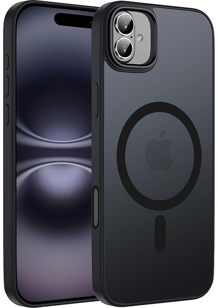 Trend iPhone 16 Uyumlu Kılıf Kablosuz Wireless Şarj Özellikli Arka Tarafı Mat Şeffaf Kenarları Siyah Kılıf (Siyah, IPHONE_16)