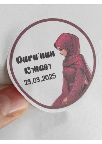 48 Adet 4 cm Kişiye Özel Kına Hatırası Baskılı Mat Etiket Sticker 2