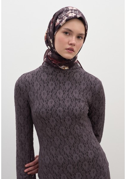 Mıdnıght Rose Desen Pamuklu Viskon Eşarp Bordo modelleri