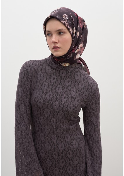 Mıdnıght Rose Desen Pamuklu Viskon Eşarp Bordo fırsatları